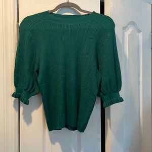 NWT La Maille Sezane Sz M Pull Adele Vert Emeraude Short Sleeve Sweater